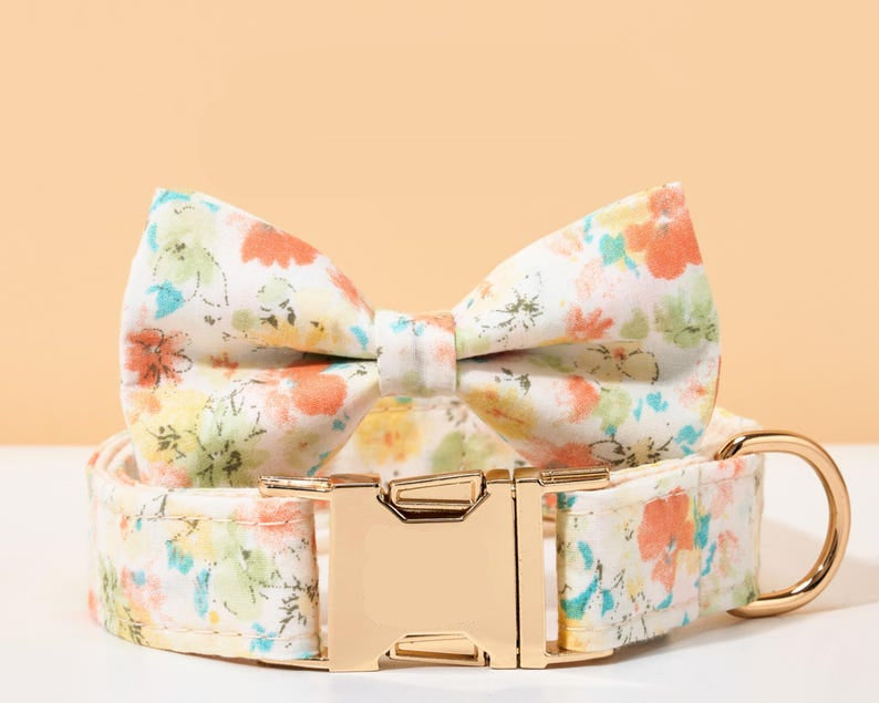Rosa Welpen Halsband Set, verstellbares Hundegeschirr & Leine, Blumendesign, Haustier Accessoires