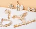 Rosa Welpen Halsband Set, verstellbares Hundegeschirr & Leine, Blumendesign, Haustier Accessoires
