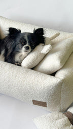 Haustierbett aus Terrakotta-Bouclé, weiches orangefarbenes Hundebett, kuscheliges Teddy-Hundebett für kleine und große Hunde