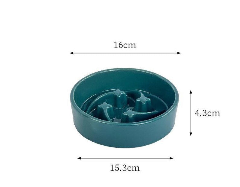 Keramik Slow Feeder Anti-Kipp Doppel-Hundeteller für kleine Hunde und Katzen, Meteor-Design