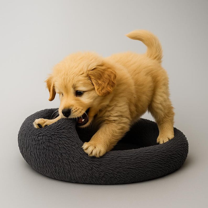 Plüsch Donut Haustierbett – Kuscheliges Winter Katzen- & Hundebett, waschbar