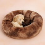 Plüsch Donut Haustierbett – Kuscheliges Winter Katzen- & Hundebett, waschbar