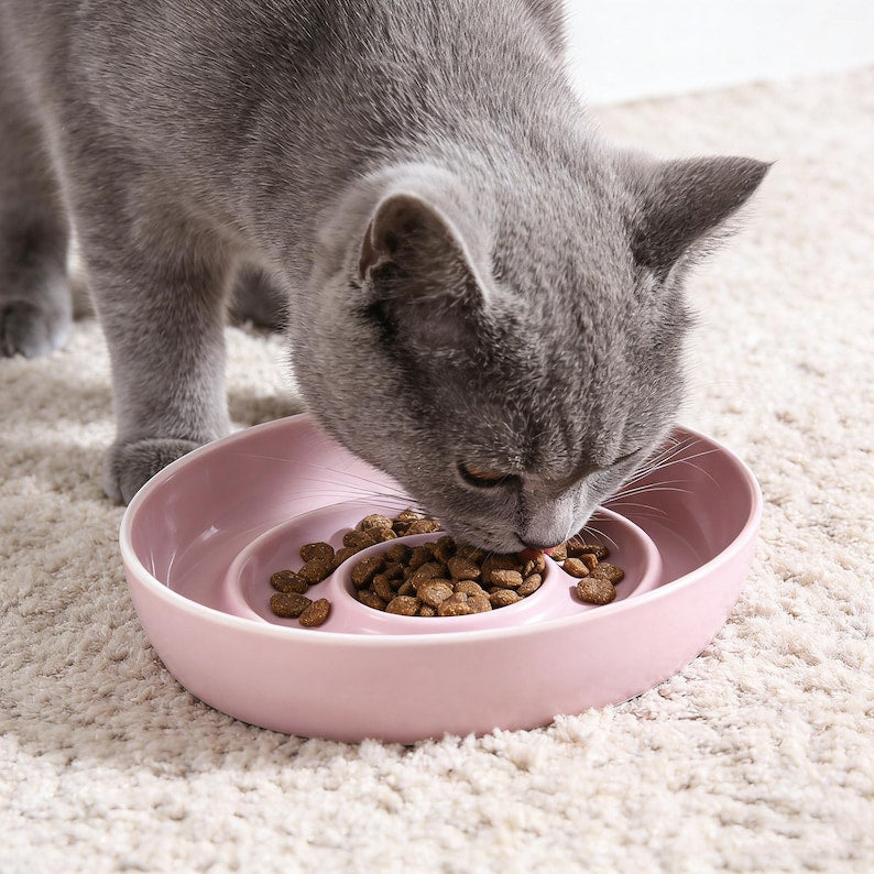 Keramik Slow Feeder Fressnapf | Spiral Puzzle Anti-Schluck Napf für Hunde & Katzen