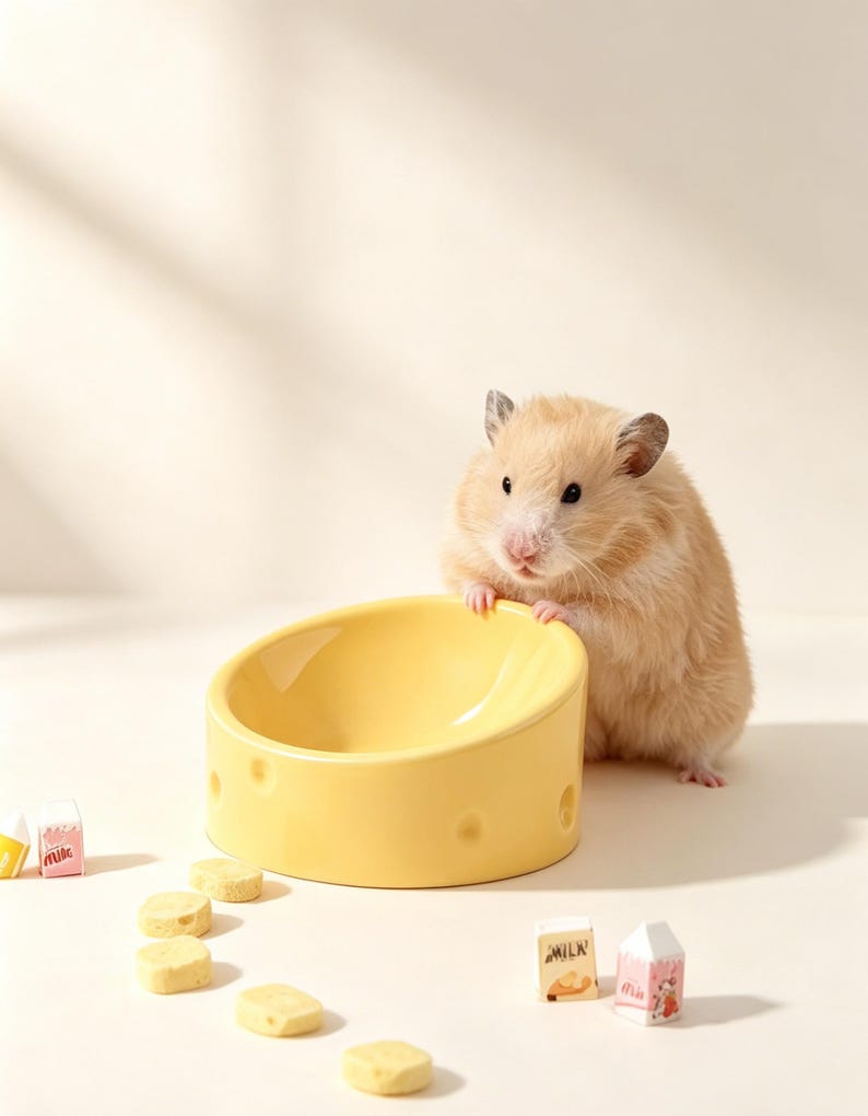 Käse Keramik Hamster Schüssel Anti-Kipp Kleintier Fressnapf für Hamster Rennmäuse 10x10x5,2 cm