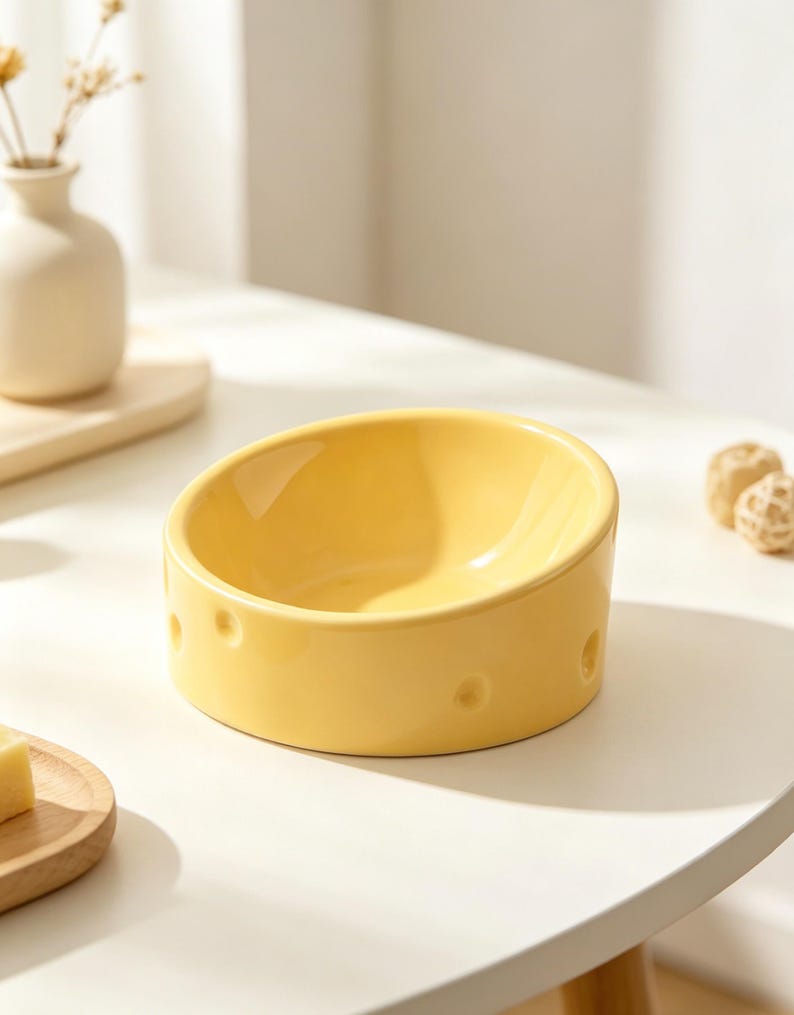 Käse Keramik Hamster Schüssel Anti-Kipp Kleintier Fressnapf für Hamster Rennmäuse 10x10x5,2 cm