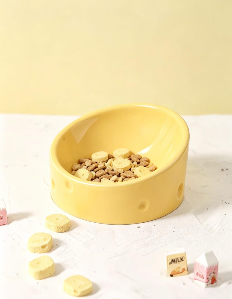 Käse Keramik Hamster Schüssel Anti-Kipp Kleintier Fressnapf für Hamster Rennmäuse 10x10x5,2 cm