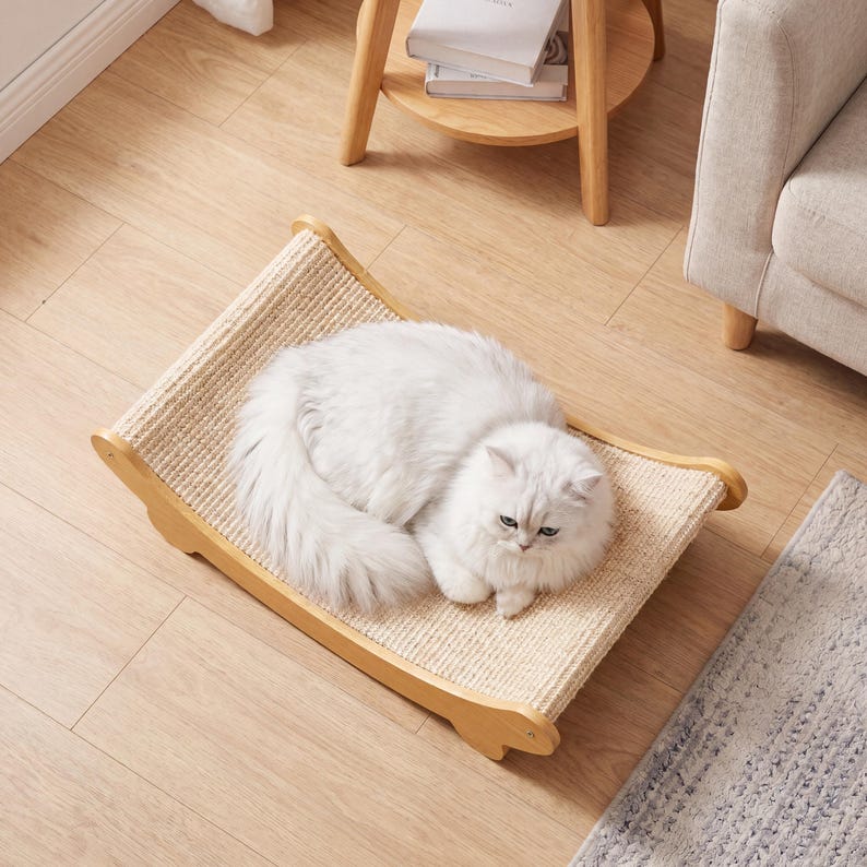 Sisal Katzenkratzer Lounge Bett | Geschwungene Liege für Indoor-Katzen | 50 cm