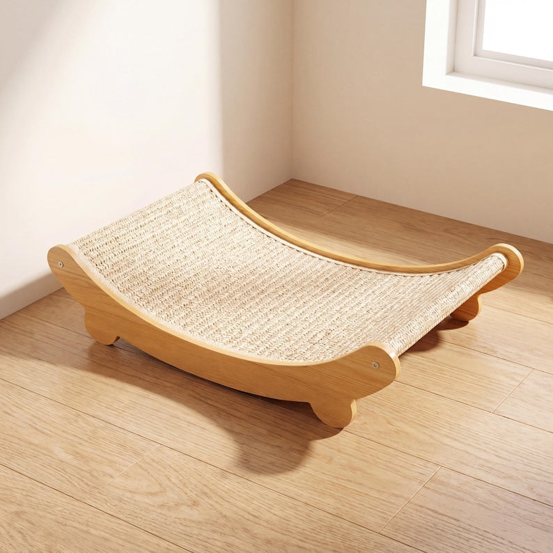 Sisal Katzenkratzer Lounge Bett | Geschwungene Liege für Indoor-Katzen | 50 cm