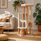 53" Modern Wooden Cat Tree Multi-Level Cat Tower with Scratching Posts for Indoor Cats
