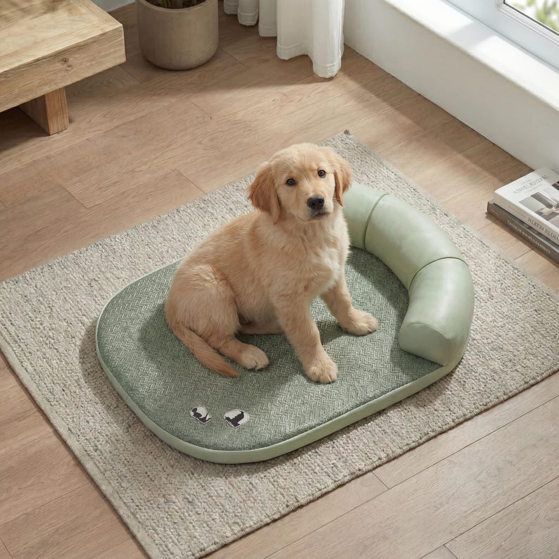 Haustier Sommer Kühlmatte mit Kopfstütze - Atmungsaktives wasserdichtes Sofabett für Hunde und Katzen