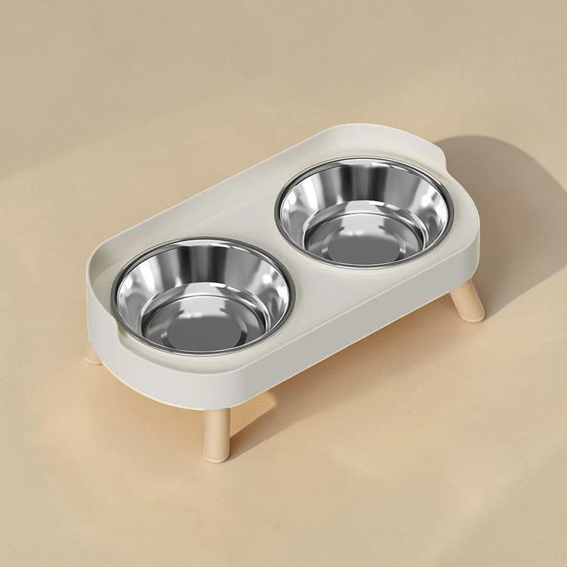 Erhöhter Doppelnapf-Set aus Edelstahl für Hunde und Katzen mit Nackenstütze, 2x800ml