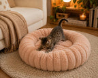 Beruhigendes Donut-Katzenbett, flauschiges rundes Haustierbett, Katzenhöhle, weiches Kätzchenbett, 40-90 cm