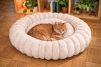 Beruhigendes Donut-Katzenbett, flauschiges rundes Haustierbett, Katzenhöhle, weiches Kätzchenbett, 40-90 cm