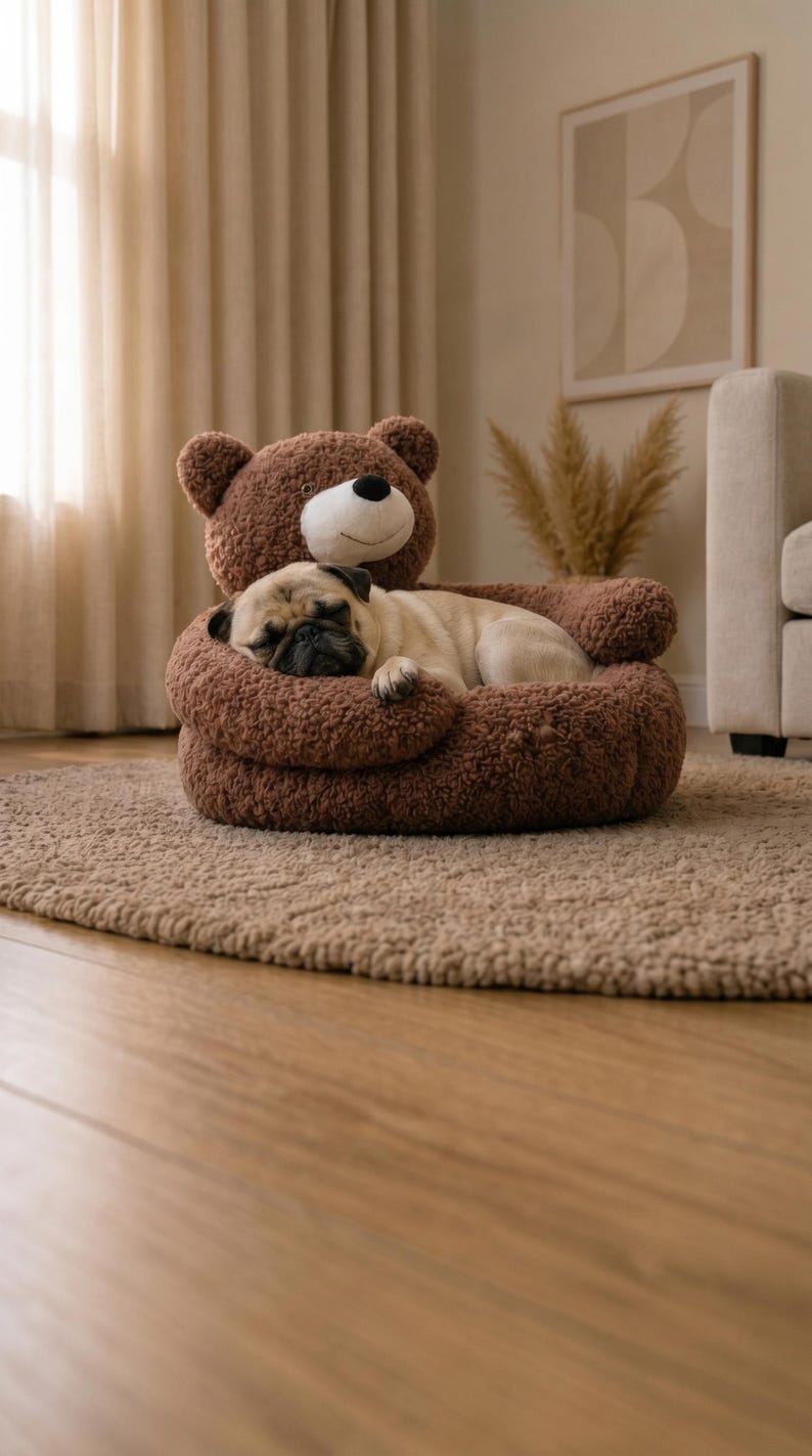 Teddybär-Plüsch-Haustierbett, gemütliches Hundesofa, kleines Katzenbett