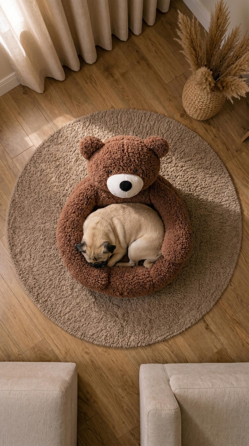 Teddybär-Plüsch-Haustierbett, gemütliches Hundesofa, kleines Katzenbett