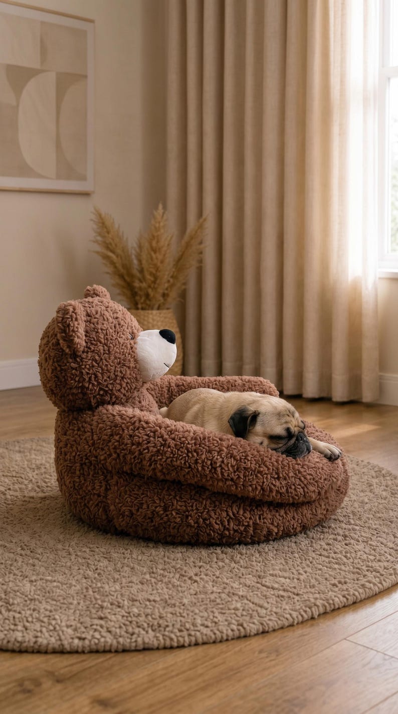 Teddybär-Plüsch-Haustierbett, gemütliches Hundesofa, kleines Katzenbett