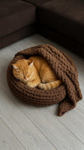 Grober Strick Katzenbett Runder Haustierkorb