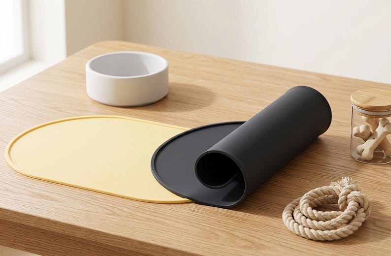 Silikon Haustier Futtermatte | Wasserdicht Anti-Rutsch Hundenapf-Matte | Lebensmittelecht Spülmaschinenfest