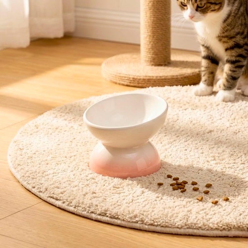 Erhöhter Keramik Katzenfutternapf, Schnurrhaarfreundlich, Hochtemperaturkeramik