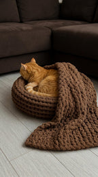 Grober Strick Katzenbett Runder Haustierkorb